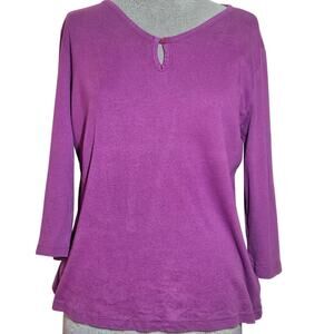 Anne Klein Purple Cotton Tee Size Large